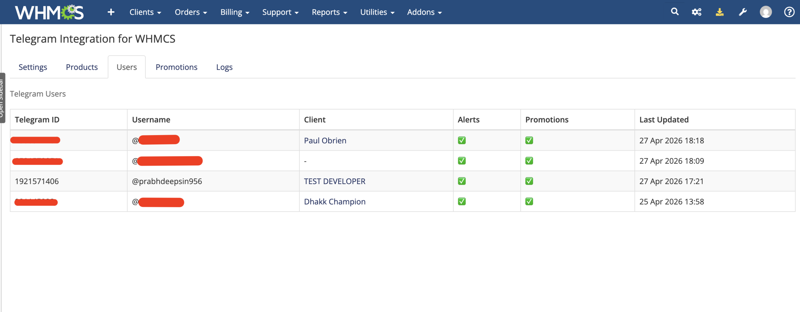 Telegram Integration for WHMCS - Image 5