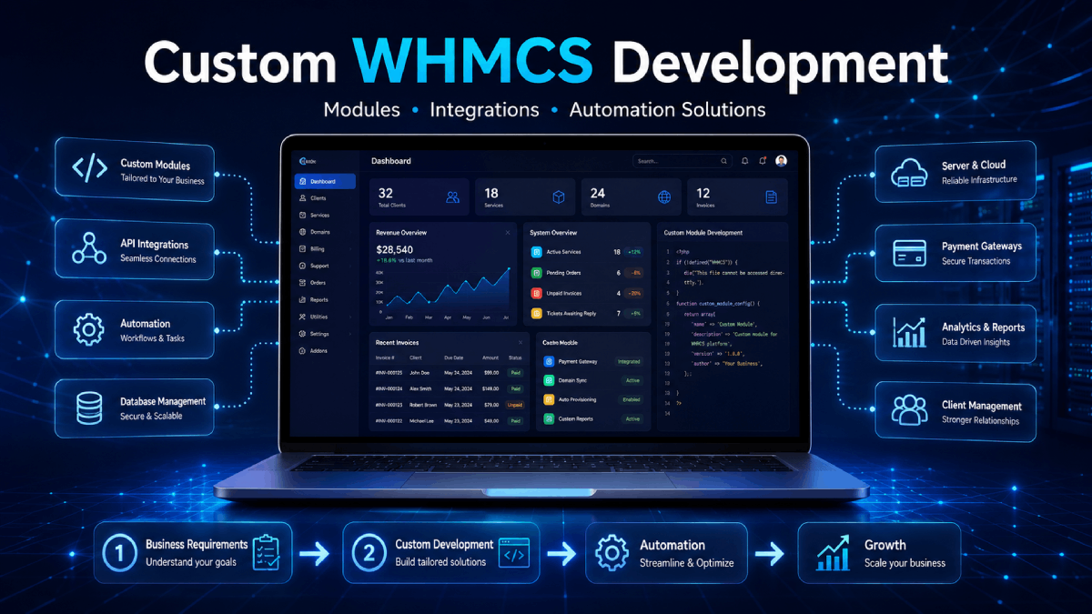 Custom WHMCS development for business automation and integrations