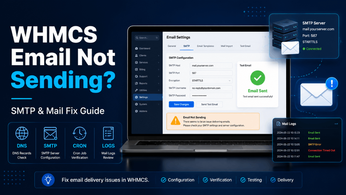 Email not sending in WHMCS fix guide