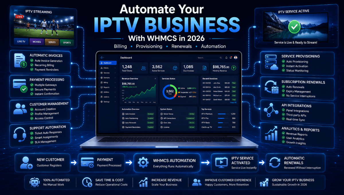 Automate IPTV business with WHMCS