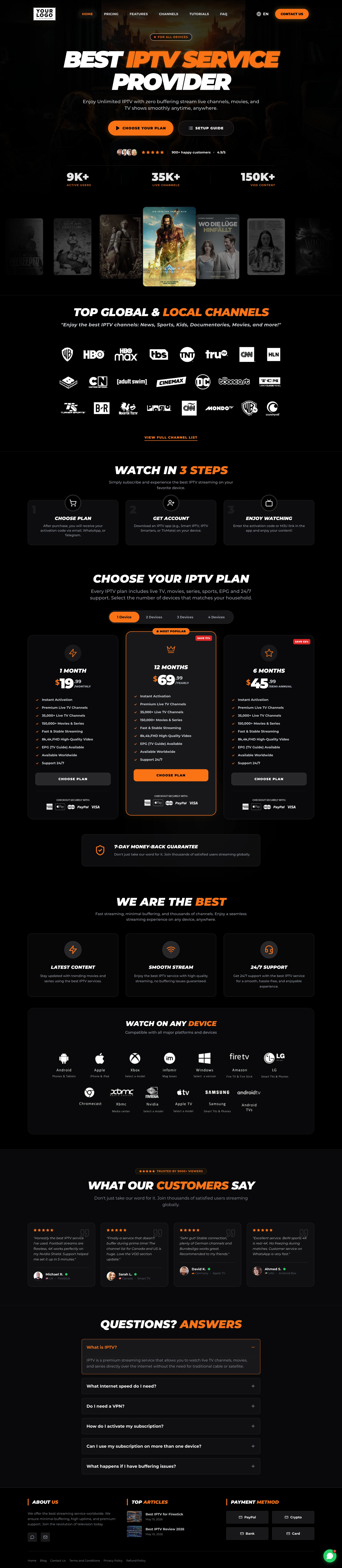 StreamPrime IPTV WordPress Theme